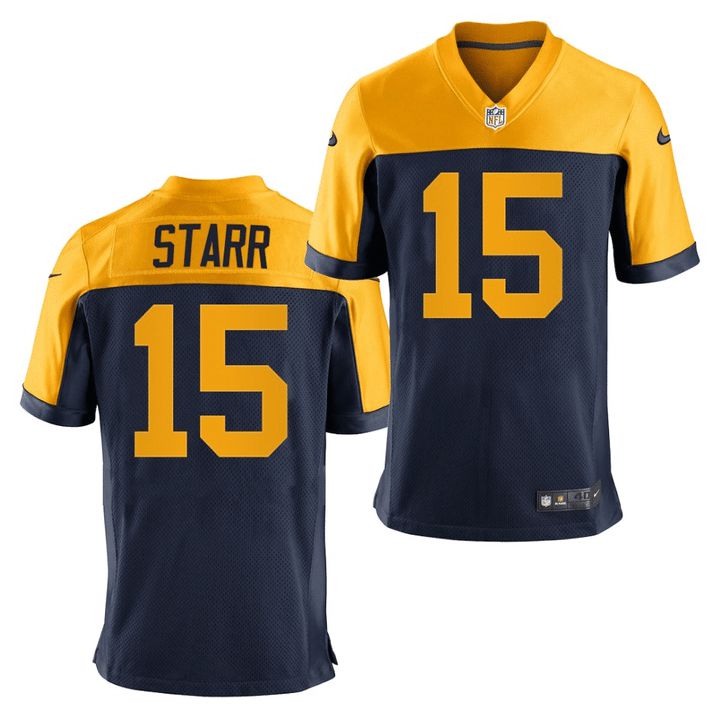 Men Green Bay Packers 15 Bart Starr Nike Navy Throwback Game NFL Jersey